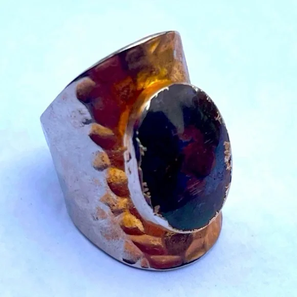7.5 7.75 8 Moss Agate Gem Gemstone Fine Art Ring Solid Metal Plated Gold Filled